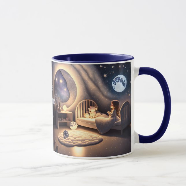 Mädchen betet im Mondlicht und durch Sternenlicht Tasse (Rechts)