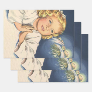 Mädchen betet zu Jesus Christus, Abendgebete Geschenkpapier Set