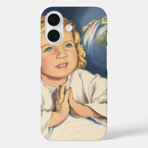 Mädchen betet zu Jesus Christus, Abendgebete iPhone 16 Hülle