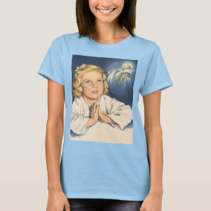 Mädchen betet zu Jesus Christus, Abendgebete T-Shirt