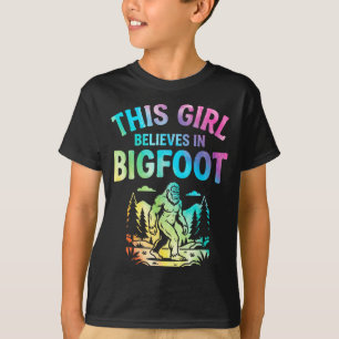 Mädchen Bigfoot-Gläubiger Tie Dye Sasquatch Krypti T-Shirt