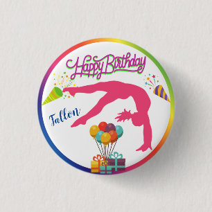 Mädchen Birthday Gymnastics Handspring Rainbow Tri Button