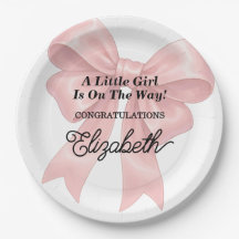 Mädchen Blassrosa Schleife Baby Shower