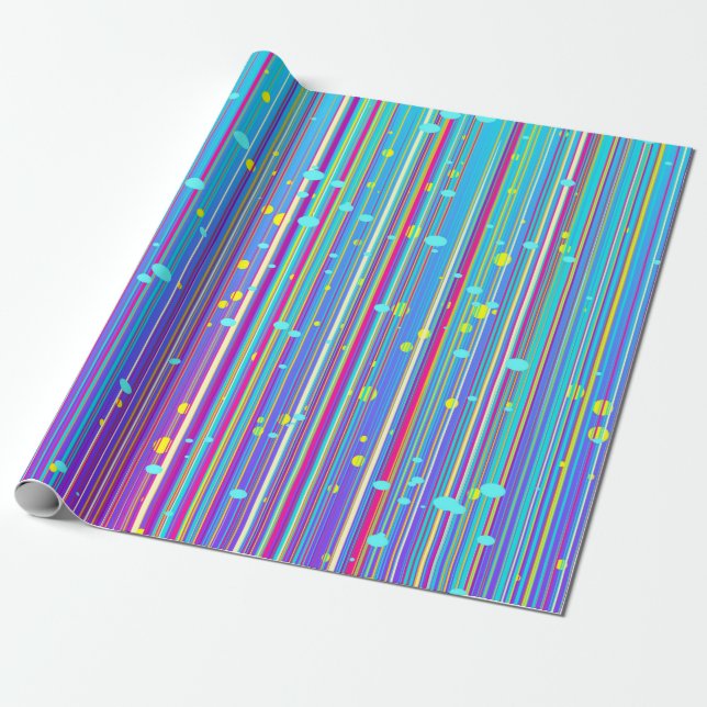 Mädchen blau, Lila, Streifen, Glitzern Geschenkpapier (Ungerollt)