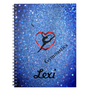 MÄDCHEN BLAU SPARKLE KUSTOMIZIERTE GYMNASTIK NOTEB NOTIZBLOCK