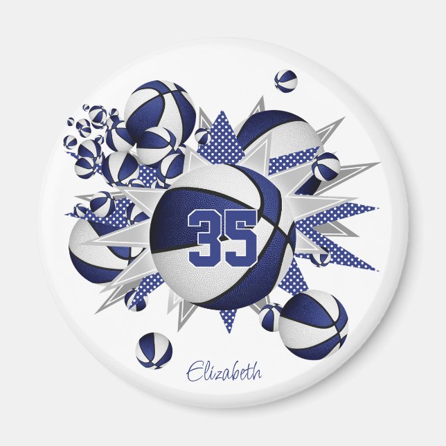 Mädchen blaue Basketballstars kaufen 1 oder kaufen Magnet (Vorne)