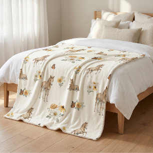 Mädchen Boho Wildblumen Pferd- und Schmetterlingsm Sherpadecke