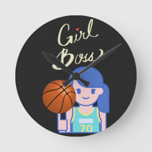 Mädchen Boss Basketball Runde Wanduhr