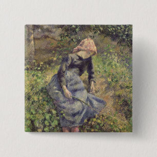 Mädchen Camille Pissarros mit einem Stock, 1881 Button