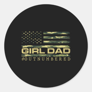 Mädchen Camo Papa Amerikanische USA-Flagge Vater v Runder Aufkleber
