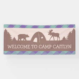 Mädchen-Campingsgeburtstags-Party-Willkommensfahn Banner
