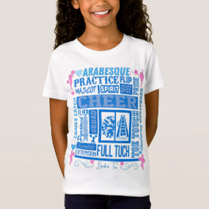 Mädchen Cheerleader Typografie in Blue und Pink T- T-Shirt