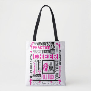 Mädchen Cheerleader Typografie in Schwarz und Rosa Tasche