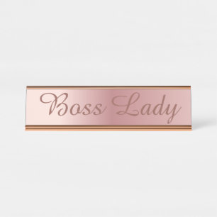 Mädchen-Chef Chef-Damen-Rose Gold Desk Sign modern Schreibtischnamensplakette