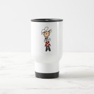 Mädchen-Chef-Stickfigur-T-Shirts und Geschenke Reisebecher