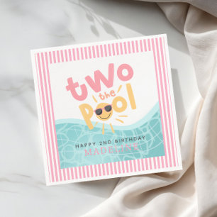 Mädchen Cooler Sommer Zwei zum Pool 2. Geburtstag Serviette