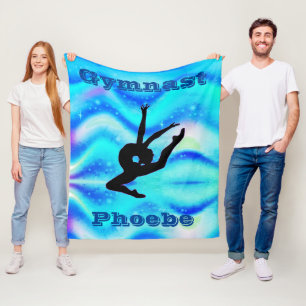 Mädchen Custom Gymnastik Blue Green Fleece Blanket
