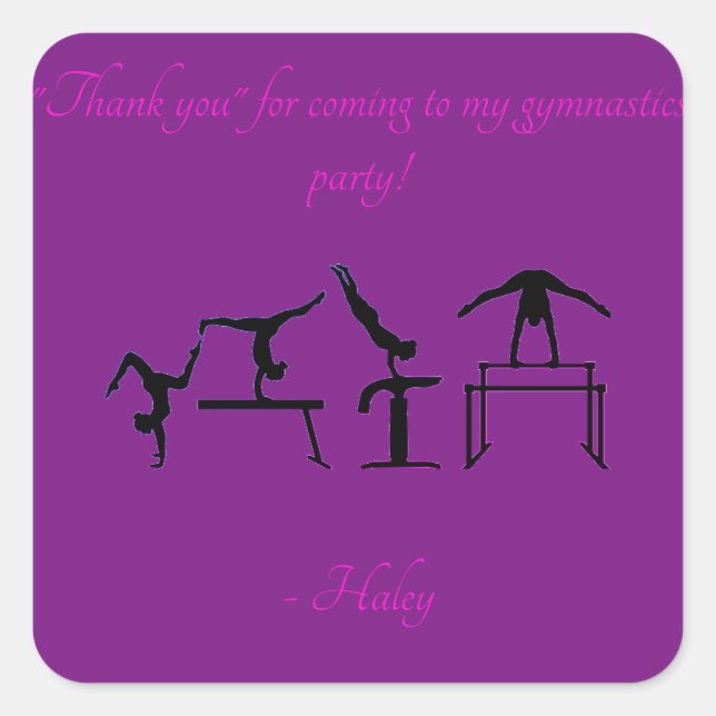 Mädchen "Danke" Gymnastik Party Stickers (Vorderseite)