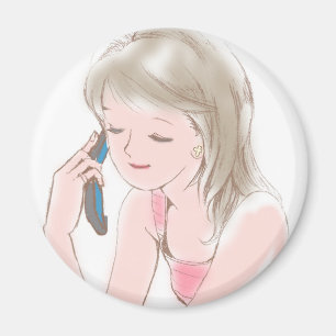 Mädchen, das auf dem Handy gabbing ist Magnet