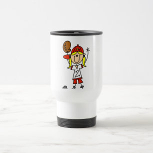Mädchen, das Baseball-T-Shirts und Geschenke fängt Reisebecher