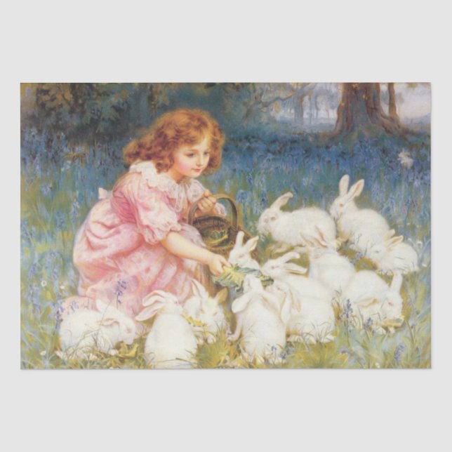 Mädchen, das die Kaninchen Füttre (von Frederick M Seidenpapier (Vorderseite)