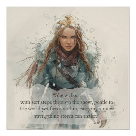 Mädchen, das durch den Schnee geht – Inspirierende Poster