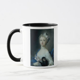 Mädchen, das einen Affen hält Tasse
