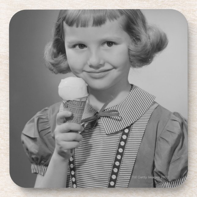 Mädchen, das Eis isst Untersetzer (Vorderseite)