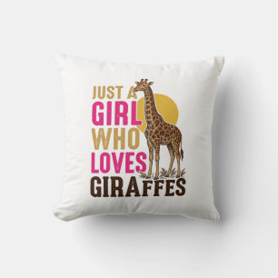 Mädchen, das Giraffen liebt Vintage-Giraffen-Shirt Kissen