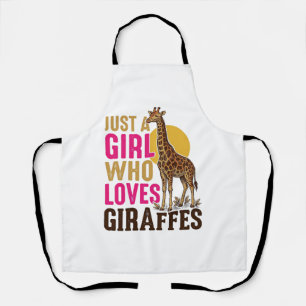 Mädchen, das Giraffen liebt Vintage-Giraffen-Shirt Schürze