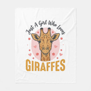 Mädchen, das Giraffen liebt Vintage-Stich-Design_1 Fleecedecke