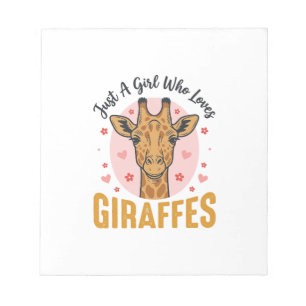 Mädchen, das Giraffen liebt Vintage-Stich-Design_1 Notizblock