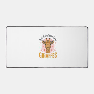 Mädchen, das Giraffen liebt Vintage-Stich-Design_1 Schreibtischunterlage