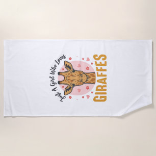 Mädchen, das Giraffen liebt Vintage-Stich-Design_1 Strandtuch