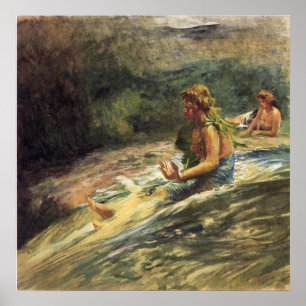 "Mädchen, das hinunter Wasser-Fall" - LaFarge Poster