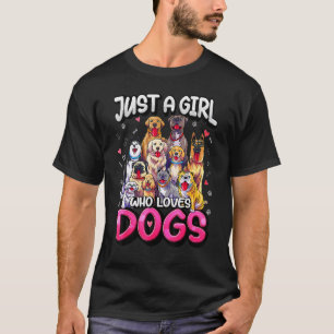 Mädchen, das Hunde liebt Mops Schäferhund Beagle M T-Shirt