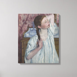 Mädchen, das ihr Haar, 1886 (Öl, vereinbart auf Leinwanddruck