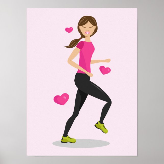 Mädchen, das Lieben hat, Illustrationen und rosa H Poster (Vorne)