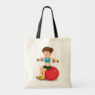 Mädchen, das mit Gewichts-Taschen-Tasche trainier Tragetasche