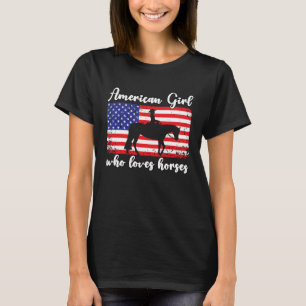 Mädchen, das Pferde liebt, stolz auf die amerikani T-Shirt
