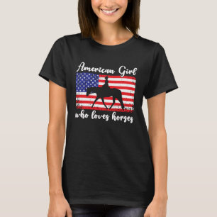 Mädchen, das Pferde liebt, stolzes amerikanisches  T-Shirt
