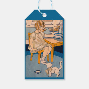Mädchen der 1920er und ihre kleine weiße Katze Geschenkanhänger