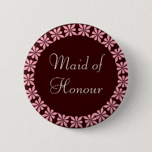 Mädchen der Ehrenrosa-Blumen Identifikation. Knopf Button