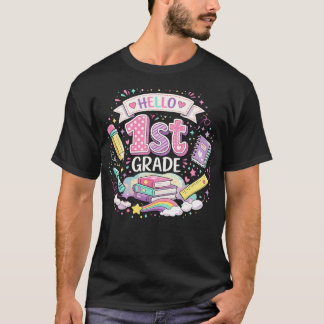 Mädchen der ersten Klasse zurück zur Schule Süßer T-Shirt