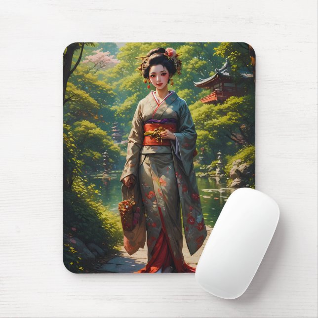 Mädchen des grünen Gartens Mousepad (Mit Mouse)