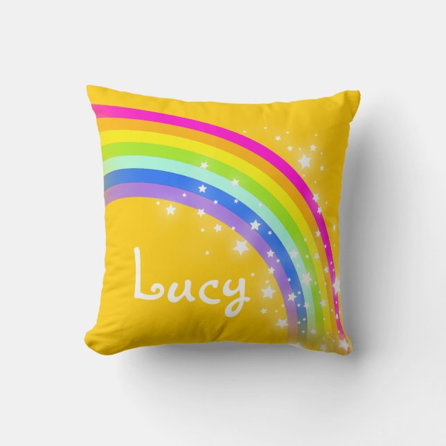 Mädchen des orange Gelbs des Regenbogens Kissen (Vorderseite)
