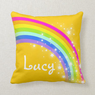 Mädchen des orange Gelbs des Regenbogens Kissen