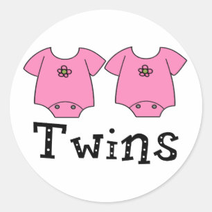 Mädchen des Zwillings-niedliche Bodysuits 2 Runder Aufkleber