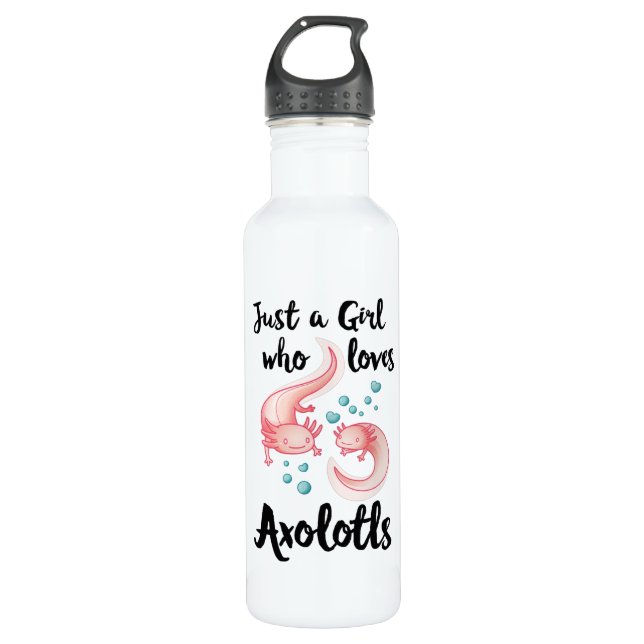 Mädchen, die Axolotls Niedliche Axolotl-Liebe  Edelstahlflasche (Vorderseite)