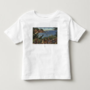 Mädchen, die ein Vista von Laguna-Ufern genießen Kleinkind T-shirt